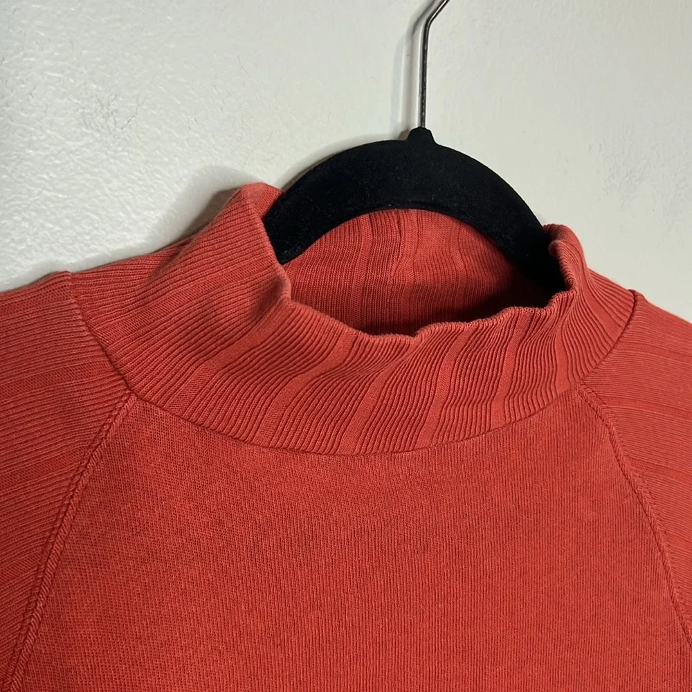 Free People Beach 100% Cotton Ribbed Sleeve mock turtleneck top